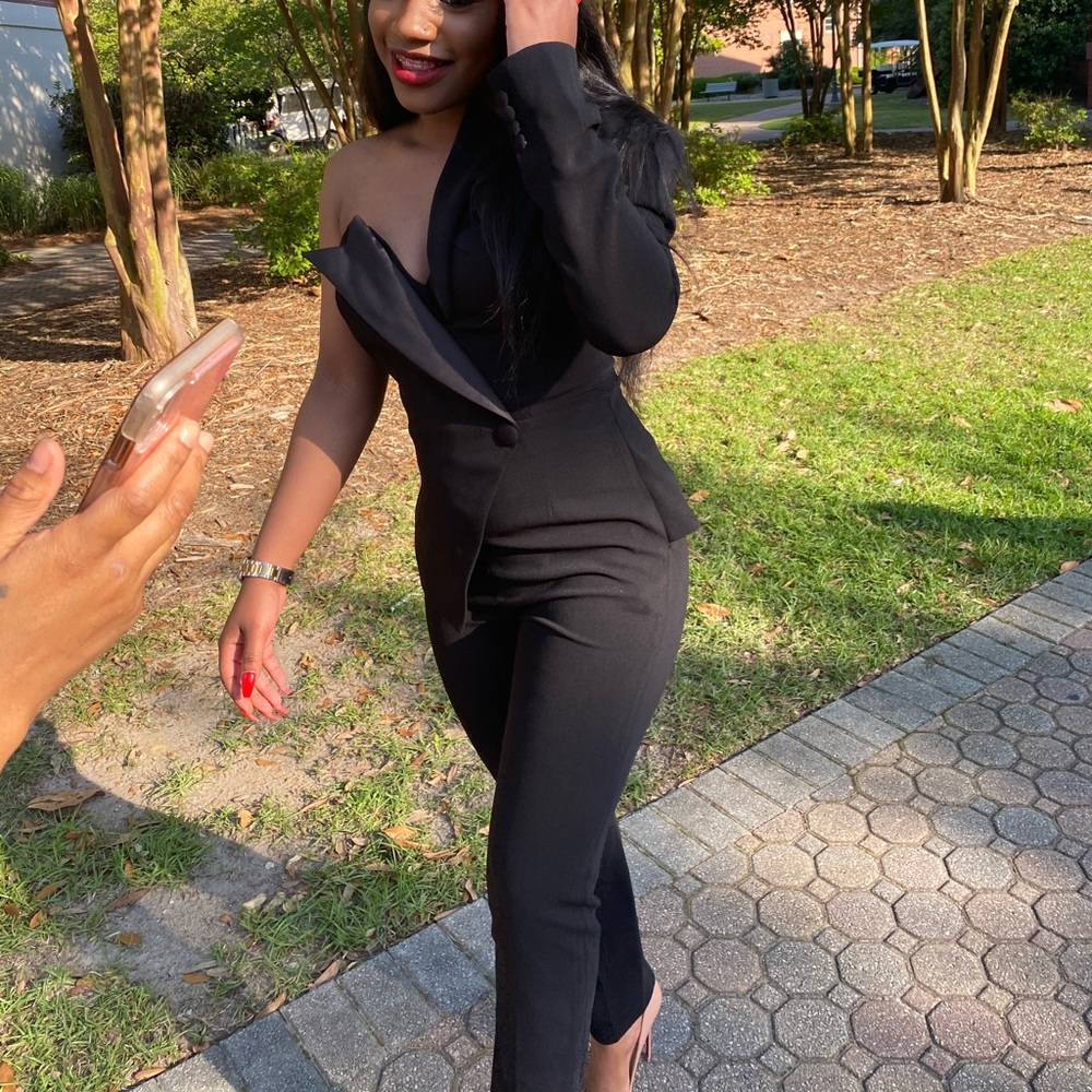 HOUSE OF CB Black Blazer Jumpsuit